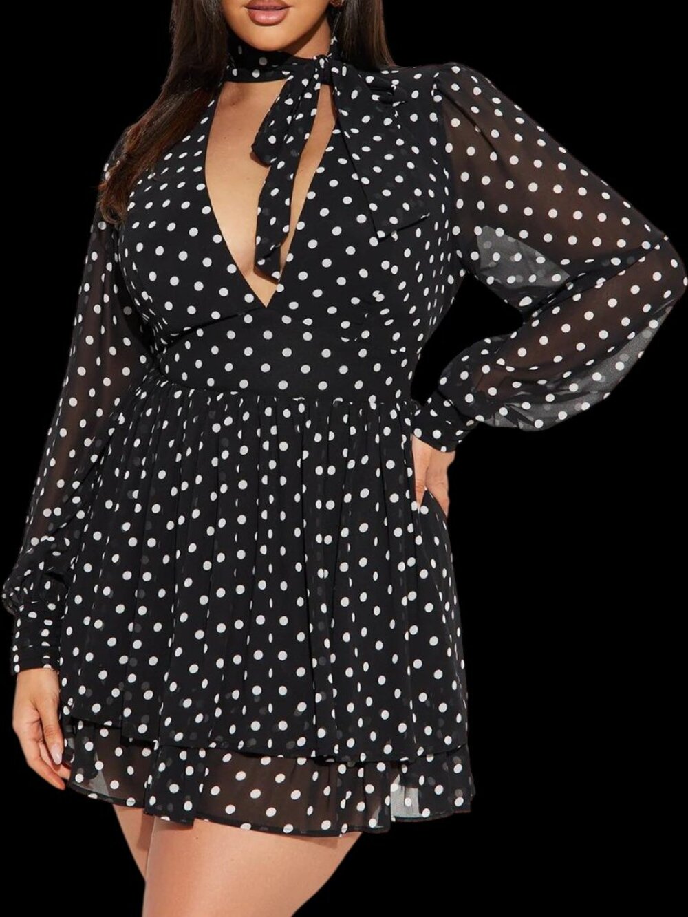 Morgan Polka Dot Chiffon Mini Dress